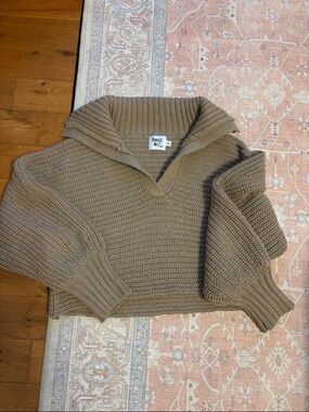 Princess Polly Taupe Ribbed Collared Knit Sweater